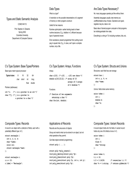 Types and Static Semantic Analysis Data Types Are Data Types