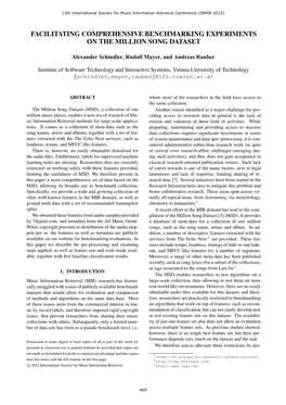 Facilitating Comprehensive Benchmarking Experiments on the Million Song Dataset