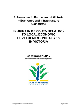 East Gippsland Shire Council Submission Page 1 of 24 Table of Contents
