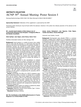 ACNP 59Th Annual Meeting: Poster Session I