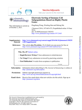 Electronic Sorting of Immune Cell Subpopulations Based on Highly Plastic Genes