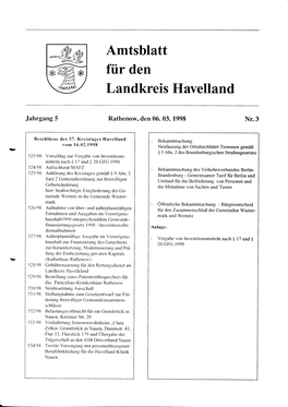 Amtsblatt Für Den Landkreis Havelland