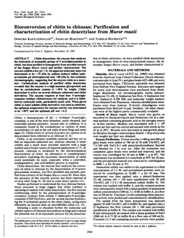 Characterization of Chitin Deacetylase from Mucor Rouxii