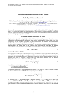 Special Harmonic Signal Generators for ADC Testing