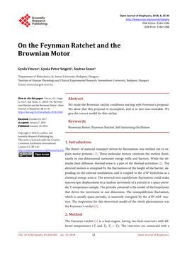 On the Feynman Ratchet and the Brownian Motor