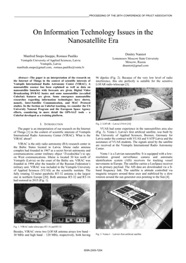 On Information Technology Issues in the Nanosatellite Era