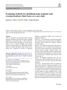 Evaluating Methods for Identifying Large Mammal Road Crossing Locations: Black Bears As a Case Study