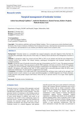 Surgical Management of Testicular Torsion