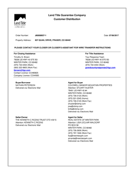 Land Title Guarantee Company Customer Distribution