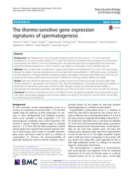 The Thermo-Sensitive Gene Expression Signatures of Spermatogenesis Santosh K