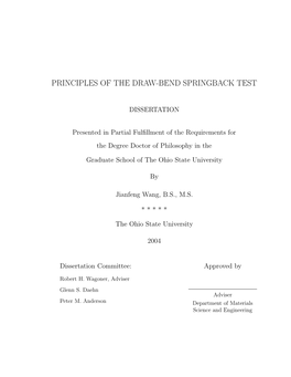 Principles of the Draw-Bend Springback Test