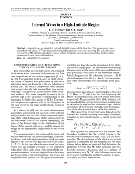 Internal Waves in a High Latitude Region