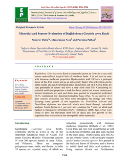 Microbial and Sensory Evaluation of Kujithekera (Garcinia Cowa Roxb)