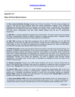 Appendix 15.1 Major US Stock Market Indexes