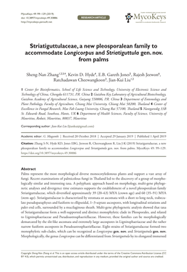 Striatiguttulaceae, a New Pleosporalean Family to Accommodate Longicorpus and Striatiguttula Gen