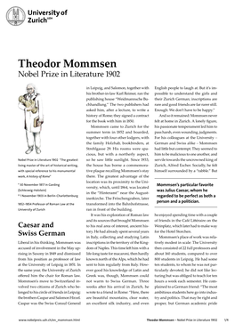 Theodor Mommsen Nobel Prize in Literature 1902