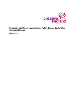 Submission to Ofcom's Consultation: Public Service Content in A