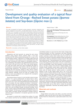 Fleshed Sweet Potato (Ipomea Batatas) and Soy-Bean (Glycine Max L)