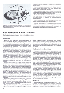 Star Formation in Bok Globules Ba Reipurth, Copenhagen University Observatory