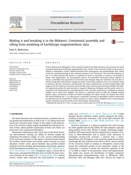 Making It and Breaking It in the Midwest: Continental Assembly and Rifting from Modeling of Earthscope Magnetotelluric Data