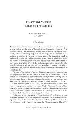 Plutarch and Apuleius: Laborious Routes to Isis