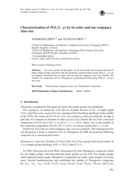 Characterization of PGL(2, P) by Its Order and One Conjugacy Class Size