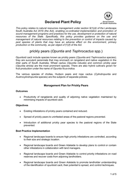 Prickly Pears Policy.Pdf