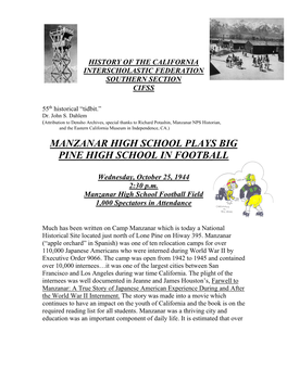 History of the California Interscholastic Federation Southern Section Cifss