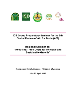 Regional Seminar On: "Reducing Trade Costs for Inclusive and Sustainable Growth"