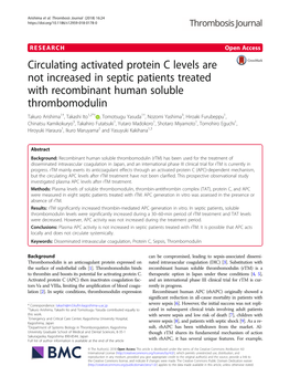 Circulating Activated Protein C Levels Are Not Increased in Septic Patients