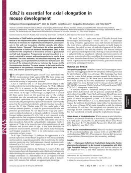 Cdx2 Is Essential for Axial Elongation in Mouse Development