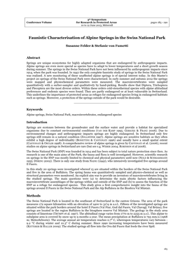 Faunistic Characterisation of Alpine Springs in the Swiss National Park