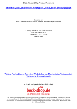 Thermo-Gas Dynamics of Hydrogen Combustion and Explosion