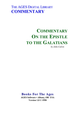 COMMENTARY on the EPISTLE to the GALATIANS by John Calvin