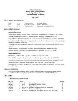 SPENCER RUGABER Adjunct Senior Research Scientist College of Computing Georgia Institute of Technology