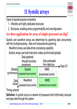 11 Systolic Arrays Types of Special-Purpose Computers: 1