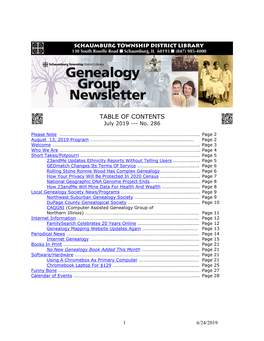 July 2019 Schaumburg Township District Library Genealogy Newsletter