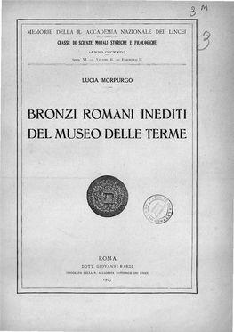 Bronzi Romani Inediti Del Museo Delle Terme