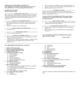 Ella (Ulipristal Acetate) Tablet ------ADVERSE REACTIONS------Initial U.S