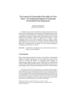 The Impact of Commodity Price Risk on Firm Value - an Empirical Analysis of Corporate Commodity Price Exposures