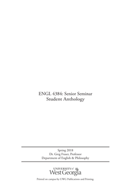 ENGL 4384: Senior Seminar Student Anthology