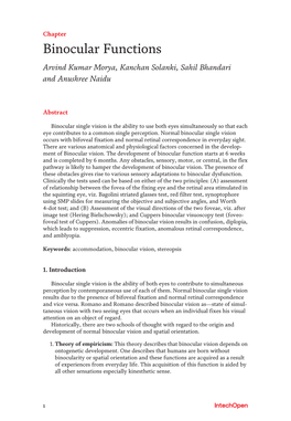 Binocular Functions Arvind Kumar Morya, Kanchan Solanki, Sahil Bhandari and Anushree Naidu