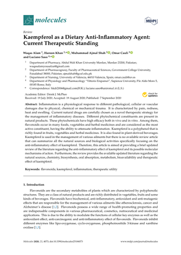 Kaempferol As a Dietary Anti-Inflammatory Agent