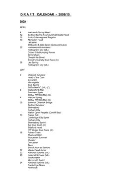 Draft Calendar