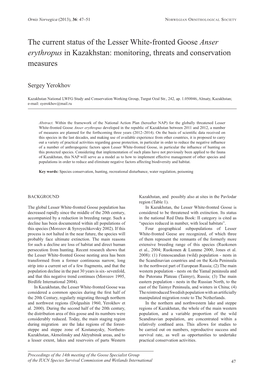 The Current Status of the Lesser White-Fronted Goose Anser Erythropus in Kazakhstan: Monitoring, Threats and Conservation Measures