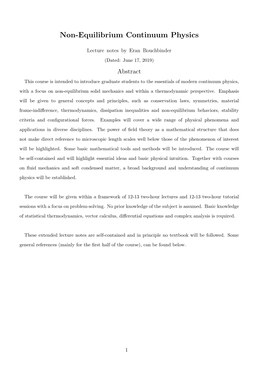 Non-Equilibrium Continuum Physics