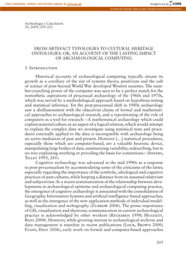 From Artefact Typologies to Cultural Heritage Ontologies: Or, an Account of the Lasting Impact of Archaeological Computing