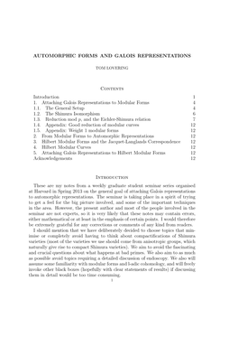 Automorphic Forms and Galois Representations