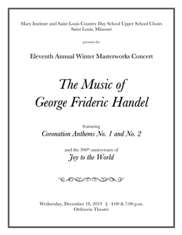 The Music of George Frideric Handel