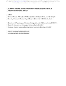An Imaging Method to Measure Conformational Changes of Voltage Sensors of Endogenous Ion Channels in Tissue